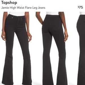 Topshop Jamie High Waist Flare Black Jeans